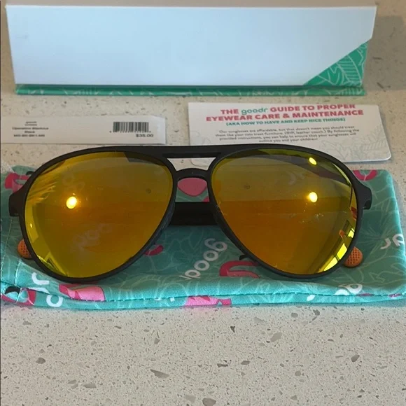 Goodr Operation Blackout Aviator Sunglasses with Yellow Lenses - Picture 3 of 7